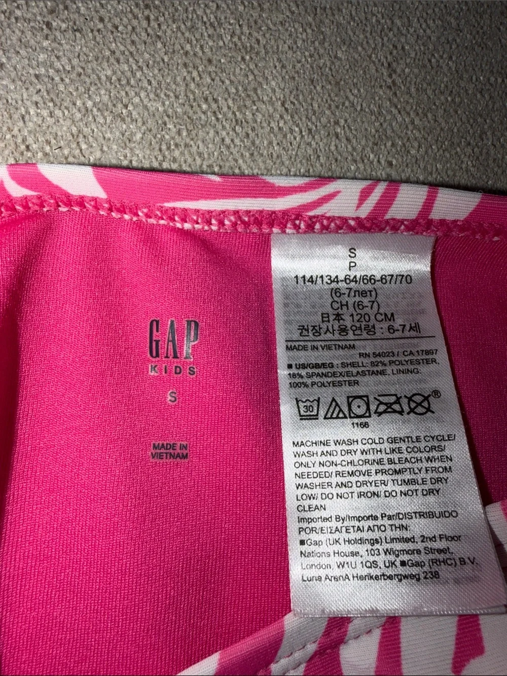 GAP Pink and White Tropical Print Girls Bikini Set